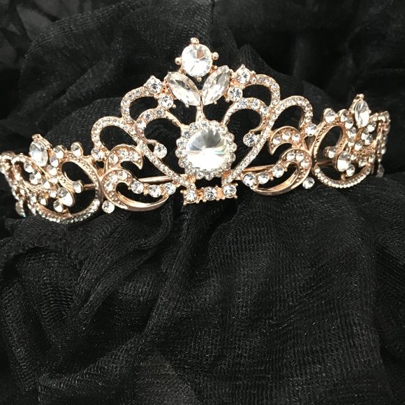 Tiara Rose Gold CZ Crystals Tiara  Crown main image 4
